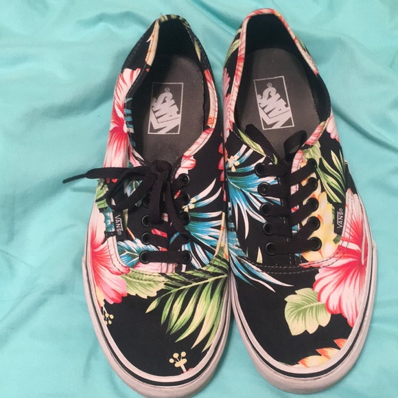 van shoes with flowers
